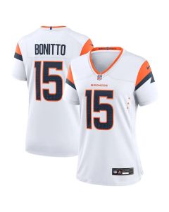 Women's Denver Broncos #15 Nik Bonitto White Team Game Jersey