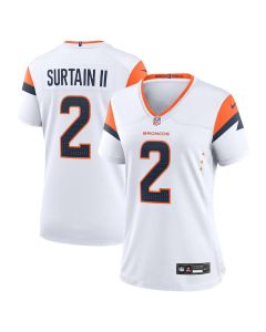 Women's Denver Broncos #2 Patrick Surtain II White Mile High Collection Game Jersey (White)