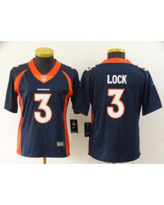 Women's Denver Broncos #3 Drew Lock Navy Vapor Untouchable Stitched Jersey(Run Small)