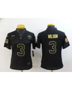 Women's Denver Broncos #3 Russell Wilson Black Salute To Service Limited Stitched Jersey(Run Small)