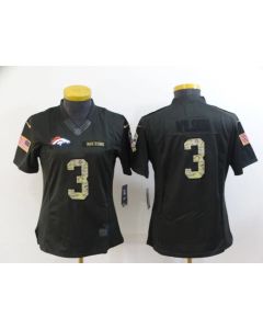 Women's Denver Broncos #3 Russell Wilson Olive Salute To Service Limited Stitched Jersey(Run Small)