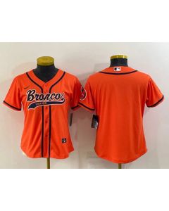 Women's Denver Broncos Blank Orange With Patch Cool Base Stitched Baseball Jersey(Run Small)
