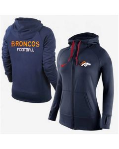 Women's Denver Broncos Full-Zip Performance Hoodie Dark Blue