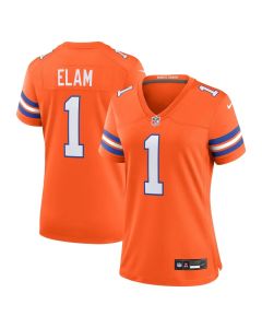 Women's Denver Broncos Jason Elam Orange Mile High Collection 1977 Throwback Retired Player Game Jersey