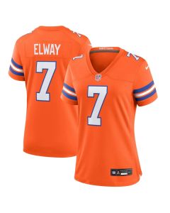Women's Denver Broncos John Elway Orange Mile High Collection 1977 Throwback Player Game Jersey