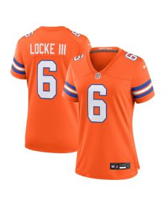 Women's Denver Broncos P.J. Locke III Orange Mile High Collection 1977 Throwback Player Game Jersey