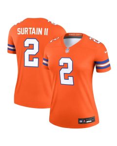 Women's Denver Broncos Patrick Surtain II Orange Mile High Collection 1977 Throwback Player Legend Jersey