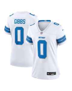 Women's Detroit Lions #0 Jahmyr Gibbs White 2025 F.U.S.E. Vapor Limited Stitched Jersey (White)
