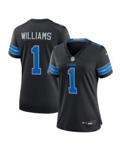 Women's Detroit Lions #1 Jameson Williams Black 2025 F.U.S.E. Vapor Limited Stitched Jersey (Black)