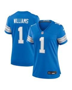 Women's Detroit Lions #1 Jameson Williams Blue 2025 F.U.S.E. Vapor Limited Stitched Jersey (Blue)
