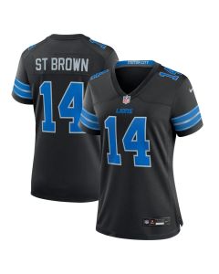 Women's Detroit Lions #14 Amon-Ra St. Brown Black 2nd Alternate Game Jersey