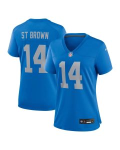 Women's Detroit Lions #14 Amon-Ra St. Brown Blue Alternate Game Jersey