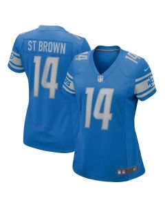 Women's Detroit Lions #14 Amon-Ra St. Brown Blue Game Player Jersey