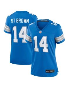 Women's Detroit Lions #14 Amon-Ra St. Brown Blue Team Game Jersey