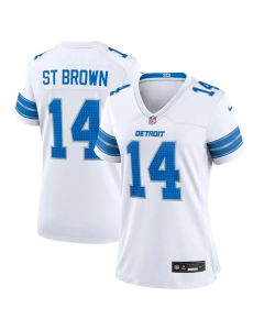 Women's Detroit Lions #14 Amon-Ra St. Brown White White Game Jersey