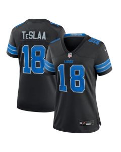 Women's Detroit Lions #18 Isaac TeSlaa Black Game Player Jersey