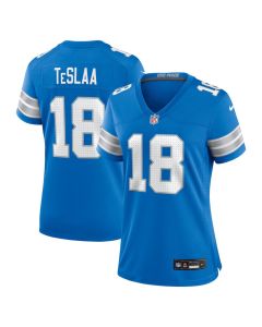 Women's Detroit Lions #18 Isaac TeSlaa Blue Game Player Jersey (Blue)