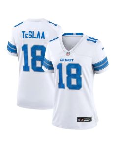 Women's Detroit Lions #18 Isaac TeSlaa White Game Player Jersey (White)