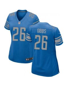 Women's Detroit Lions #26 Jahmyr Gibbs Blue 2023 Draft Stitched Jersey(Run Smaller)