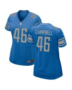 Women's Detroit Lions #46 Jack Campbell Blue 2023 Draft Stitched Jersey(Run Smaller)