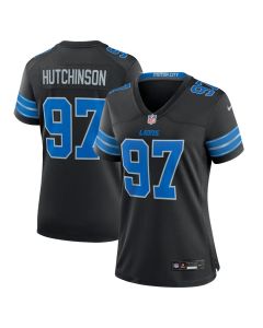 Women's Detroit Lions #97 Aidan Hutchinson Black 2nd Alternate Game Jersey