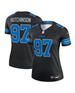 Women's Detroit Lions #97 Aidan Hutchinson Black Legend Jersey