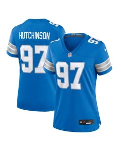Women's Detroit Lions #97 Aidan Hutchinson Blue Game Jersey