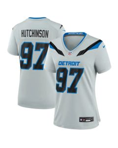Women's Detroit Lions #97 Aidan Hutchinson Grey 2026 Rivalries Collection Game Jersey