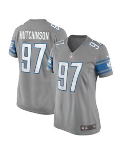 Women's Detroit Lions #97 Aidan Hutchinson Silver Game Jersey