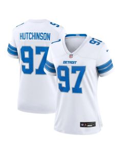 Women's Detroit Lions #97 Aidan Hutchinson White Game Jersey