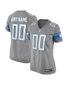 Women's Detroit Lions Grey Game Custom Jersey (Grey)