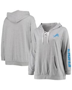 Women's Detroit Lions Heather Gray Lace-Up Pullover Hoodie