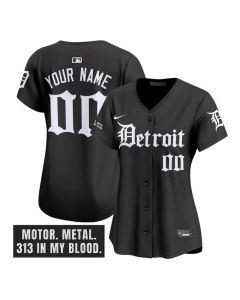 Women's Detroit Tigers Black "Motor Gothic Edition" Vapor Premier Limited Stitched Baseball Custom Jersey