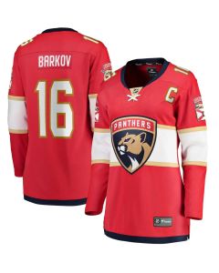 Women's Florida Panthers #16 Aleksander Barkov Red Captain Patch Home Player Jersey