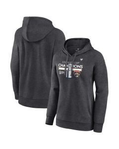 Women's Florida Panthers Heather Charcoal 2024 Stanley Cup Champions Locker Room Fleece Pullover Hoodie