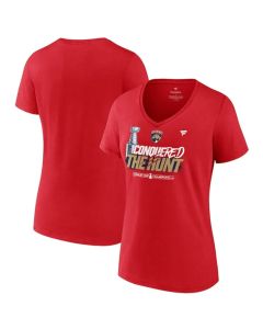 Women's Florida Panthers Red 2024 Stanley Cup Champions Celebration V-Neck T-Shirt