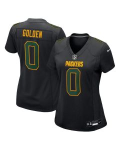 Women's Green Bay Packers #0 Matthew Golden Carbon Black Fashion Game Jersey