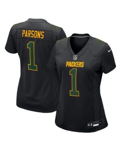 Women's Green Bay Packers #1 Micah Parsons Carbon Black Fashion Game Jersey