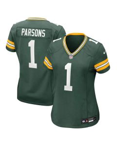 Women's Green Bay Packers #1 Micah Parsons Green Game Player Jersey (Green)