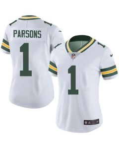 Women's Green Bay Packers #1 Micah Parsons White Vapor Limited Jersey (Green White)