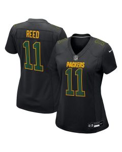Women's Green Bay Packers #11 Jayden Reed Carbon Black Fashion Game Jersey (Green Black)