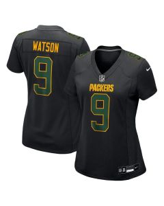 Women's Green Bay Packers #9 Christian Watson Carbon Black Fashion Game Jersey
