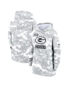 Women's Green Bay Packers Arctic Camo 2024 Salute To Service Club Fleece Pullover Hoodie (Green Camo)