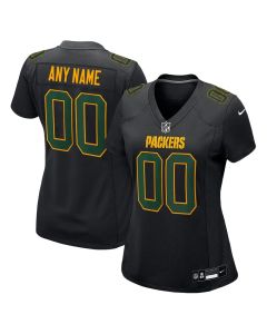 Women's Green Bay Packers Custom Carbon Black Fashion Game Jersey (Green Black)