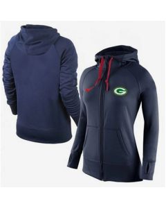 Women's Green Bay Packers Full-Zip Performance Hoodie Dark Blue