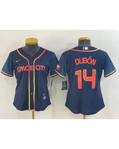 Women's Houston Astros #14 Mauricio Dubon 2022 Navy City Connect Stitched Jersey(Run Small)