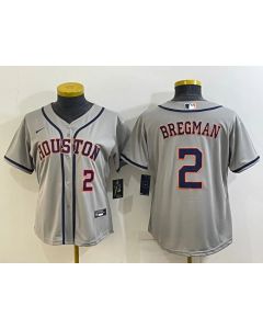 Women's Houston Astros #2 Alex Bregman Gray Cool Base Stitched Baseball Jersey(Run Small) (Gray)