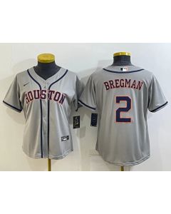 Women's Houston Astros #2 Alex Bregman Gray Cool Base Stitched Baseball Jersey(Run Small)