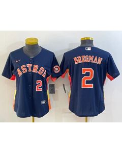 Women's Houston Astros #2 Alex Bregman Navy With Patch Cool Base Stitched Baseball Jersey(Run Small) (Navy)
