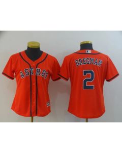 Women's Houston Astros #2 Alex Bregman Orange Cool Base Stitched MLB Jersey